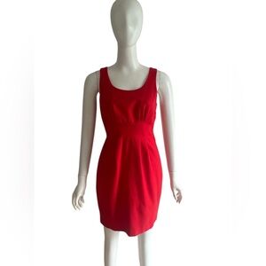 Loeffler Randall Sheath Dress Red Round Neck Sleeveless Wool Lined Size 4